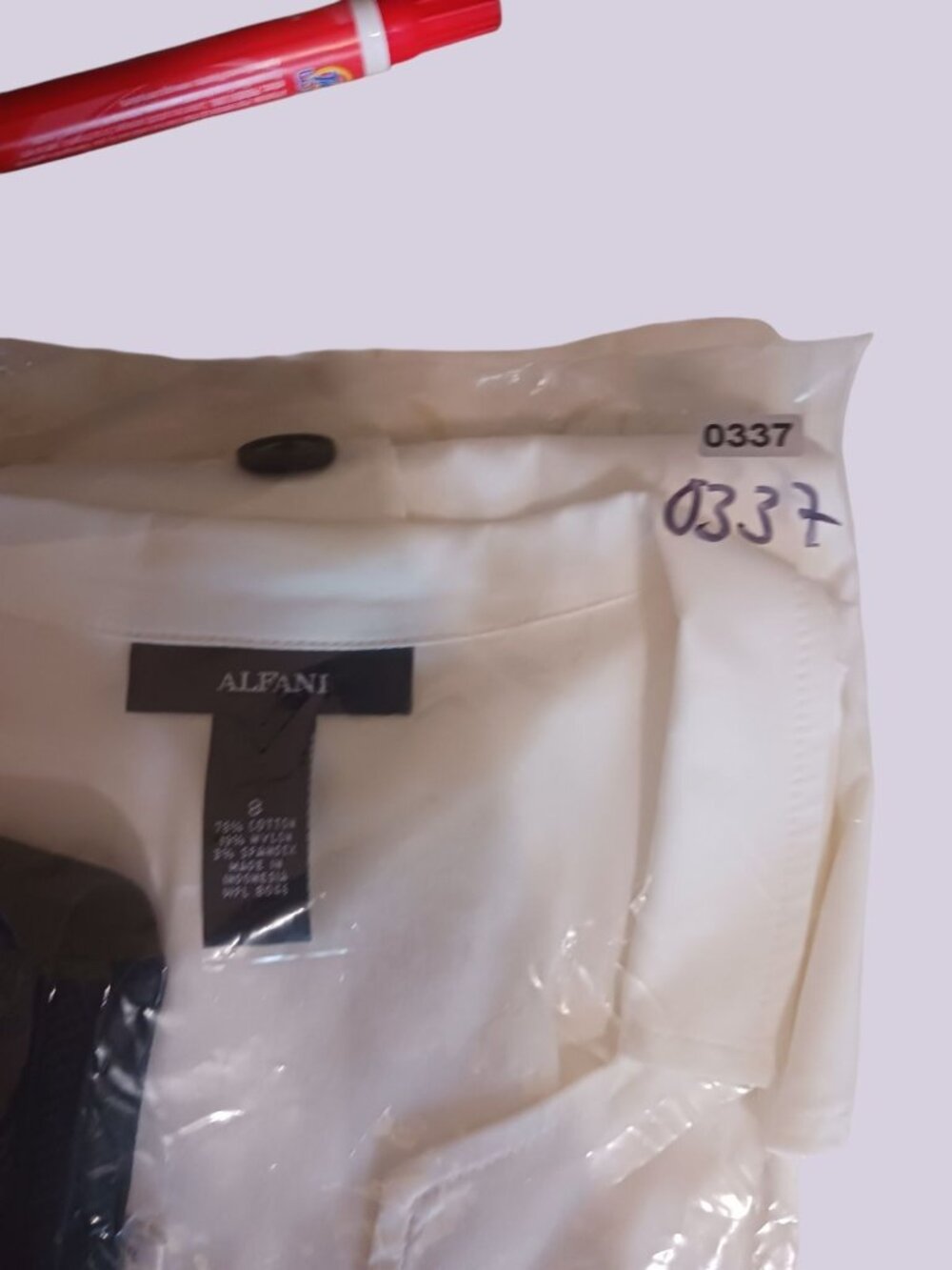 Alfani White Button-Down Blouse With Black Belt Short Sleeves Size 8 - Picture 9 of 9
